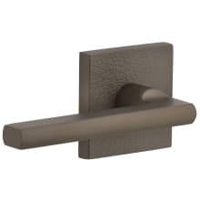 Motivo Left Handed Solid Brass Passage Door Lever Set with Milano Lever and Quadrato Leather Backplate - 2-3/4" Backset