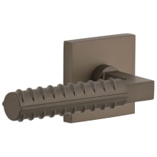 Quadrato Left Handed Solid Brass Passage Door Lever Set with Contempo Rebar Lever and Quadrato Backplate - 2-3/4" Backset