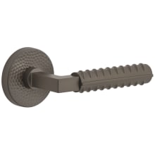 Circolo Hammered Right Handed Solid Brass Passage Door Lever Set with Contempo Rebar Lever and Circolo Hammered Rosette - 2-3/8" Backset