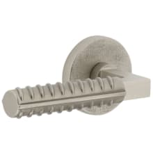 Motivo Left Handed Solid Brass Passage Door Lever Set with Contempo Rebar Lever and Circolo Linen Rosette - 2-3/4" Backset