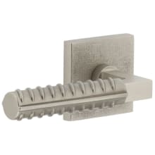 Motivo Left Handed Solid Brass Passage Door Lever Set with Contempo Rebar Lever and Quadrato Linen Backplate - 2-3/8" Backset