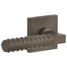Motivo Left Handed Solid Brass Passage Door Lever Set with Contempo Rebar Lever and Quadrato Linen Backplate - 2-3/4" Backset