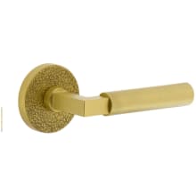 Motivo Right Handed Solid Brass Passage Door Lever Set with Contempo Lever and Circolo Leather Rosette - 2-3/8" Backset