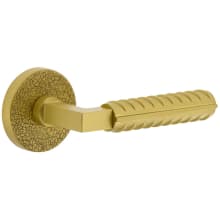 Motivo Right Handed Solid Brass Passage Door Lever Set with Contempo Rebar Lever and Circolo Leather Rosette - 2-3/4" Backset