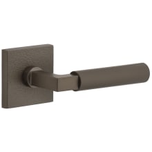 Motivo Right Handed Solid Brass Passage Door Lever Set with Contempo Lever and Quadrato Leather Backplate - 2-3/8" Backset