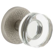 Motivo Solid Brass Privacy Door Knob Set with Circolo Crystal Knob and Leather Rosette - 2-3/8" Backset