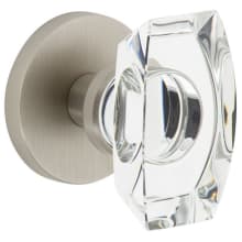 Circolo Solid Brass Privacy Door Knob Set with Stella Crystal Knob and Circolo Rosette - 2-3/8" Backset