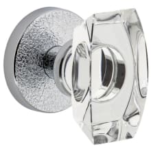 Motivo Solid Brass Privacy Door Knob Set with Stella Crystal Knob and Circolo Leather Rosette - 2-3/8" Backset