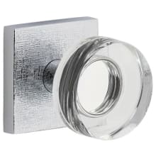 Motivo Solid Brass Privacy Door Knob Set with Circolo Crystal Knob and Quadrato Linen Backplate - 2-3/8" Backset