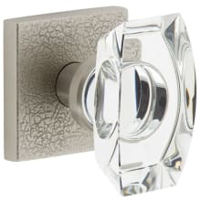 Motivo Solid Brass Privacy Door Knob Set with Stella Crystal Knob and Quadrato Leather Backplate - 2-3/8" Backset