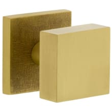 Motivo Solid Brass Privacy Door Knob Set with Quadrato Brass Knob and Linen Backplate - 2-3/8" Backset