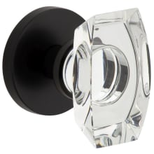 Circolo Solid Brass Privacy Door Knob Set with Stella Crystal Knob and Circolo Rosette - 2-3/4" Backset