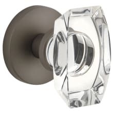 Circolo Solid Brass Privacy Door Knob Set with Stella Crystal Knob and Circolo Rosette - 2-3/4" Backset