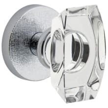 Motivo Solid Brass Privacy Door Knob Set with Stella Crystal Knob and Circolo Linen Rosette - 2-3/4" Backset