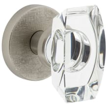 Motivo Solid Brass Privacy Door Knob Set with Stella Crystal Knob and Circolo Linen Rosette - 2-3/4" Backset