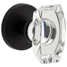 Motivo Solid Brass Privacy Door Knob Set with Stella Crystal Knob and Circolo Leather Rosette - 2-3/4" Backset