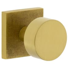 Motivo Solid Brass Privacy Door Knob Set with Circolo Brass Knob and Quadrato Linen Backplate - 2-3/4" Backset