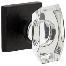 Motivo Solid Brass Privacy Door Knob Set with Stella Crystal Knob and Quadrato Linen Backplate - 2-3/4" Backset