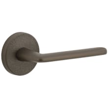 Motivo Right Handed Solid Brass Privacy Door Lever Set with Brezza Lever and Circolo Leather Rosette - 2-3/8" Backset