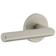 Circolo Hammered Left Handed Solid Brass Privacy Door Lever Set with Moderno Lever and Hammered Rosette - 2-3/8" Backset