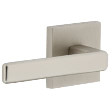 Quadrato Left Handed Solid Brass Privacy Door Lever Set with Lusso Lever and Quadrato Backplate - 2-3/8" Backset