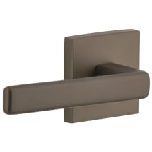 Quadrato Left Handed Solid Brass Privacy Door Lever Set with Lusso Lever and Quadrato Backplate - 2-3/8" Backset