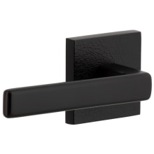 Motivo Left Handed Solid Brass Privacy Door Lever Set with Lusso Lever and Quadrato Leather Backplate - 2-3/8" Backset