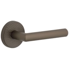 Circolo Hammered Right Handed Solid Brass Privacy Door Lever Set with Moderno Lever and Hammered Rosette - 2-3/4" Backset