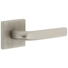 Motivo Right Handed Solid Brass Privacy Door Lever Set with Bella Lever and Quadrato Leather Backplate - 2-3/4" Backset