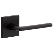 Motivo Right Handed Solid Brass Privacy Door Lever Set with Brezza Lever and Quadrato Leather Backplate - 2-3/4" Backset