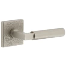 Motivo Right Handed Solid Brass Privacy Door Lever Set with Contempo Lever and Quadrato Leather Backplate - 2-3/4" Backset