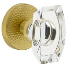 Circolo Hammered Solid Brass Non-Turning One-Sided Dummy Door Knob with Stella Crystal Knob and Circolo Hammered Rosette