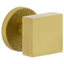 Motivo Solid Brass Non-Turning One-Sided Dummy Door Knob with Quadrato Brass Knob and Circolo Leather Rosette