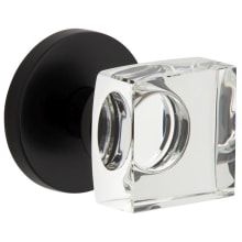 Circolo Solid Brass Non-Turning One-Sided Dummy Door Knob with Quadrato Crystal Knob and Circolo Rosette