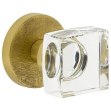 Motivo Solid Brass Non-Turning One-Sided Dummy Door Knob with Quadrato Crystal Knob and Circolo Linen Rosette
