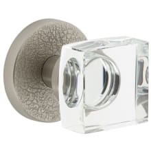 Motivo Solid Brass Non-Turning One-Sided Dummy Door Knob with Quadrato Crystal Knob and Circolo Leather Rosette