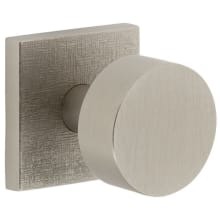 Motivo Solid Brass Non-Turning One-Sided Dummy Door Knob with Circolo Brass Knob and Quadrato Linen Backplate