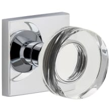 Quadrato Solid Brass Non-Turning One-Sided Dummy Door Knob with Circolo Crystal Knob and Quadrato Backplate