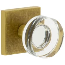 Motivo Solid Brass Non-Turning One-Sided Dummy Door Knob with Circolo Crystal Knob and Quadrato Linen Backplate