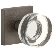 Motivo Solid Brass Non-Turning One-Sided Dummy Door Knob with Circolo Crystal Knob and Quadrato Leather Backplate