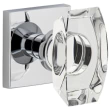 Quadrato Solid Brass Non-Turning One-Sided Dummy Door Knob with Stella Crystal Knob and Quadrato Backplate