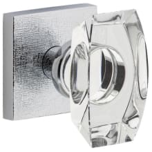 Motivo Solid Brass Non-Turning One-Sided Dummy Door Knob with Stella Crystal Knob and Quadrato Linen Backplate