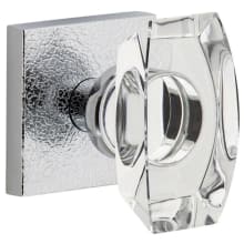 Motivo Solid Brass Non-Turning One-Sided Dummy Door Knob with Stella Crystal Knob and Quadrato Leather Backplate