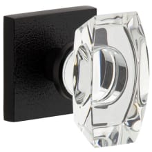 Motivo Solid Brass Non-Turning One-Sided Dummy Door Knob with Stella Crystal Knob and Quadrato Leather Backplate