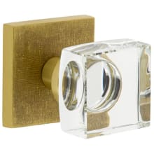 Motivo Solid Brass Non-Turning One-Sided Dummy Door Knob with Quadrato Crystal Knob and Linen Backplate
