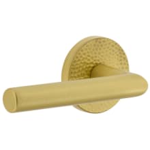 Circolo Hammered Left Handed Solid Brass Non-Turning One-Sided Dummy Door Lever with Moderno Lever and Hammered Rosette