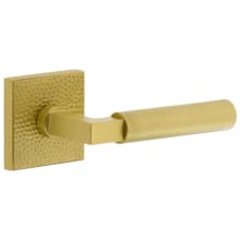 Quadrato Hammered Right Handed Solid Brass Non-Turning One-Sided Dummy Door Lever with Contempo Lever and Quadrato Hammered Backplate