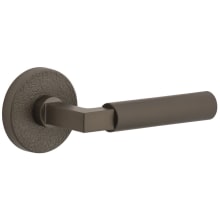 Motivo Right Handed Solid Brass Non-Turning One-Sided Dummy Door Lever with Contempo Lever and Circolo Leather Rosette
