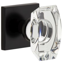 Quadrato Solid Brass Non-Turning Two-Sided Dummy Door Knob Set with Stella Crystal Knob and Quadrato Backplate