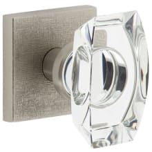 Motivo Solid Brass Non-Turning Two-Sided Dummy Door Knob Set with Stella Crystal Knob and Quadrato Linen Backplate